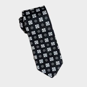 Royal Classic for Tom James Silk Tie Black Silver Tall  64”X 4”